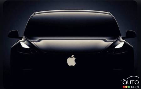 Logo Apple sur silhouette de voiture